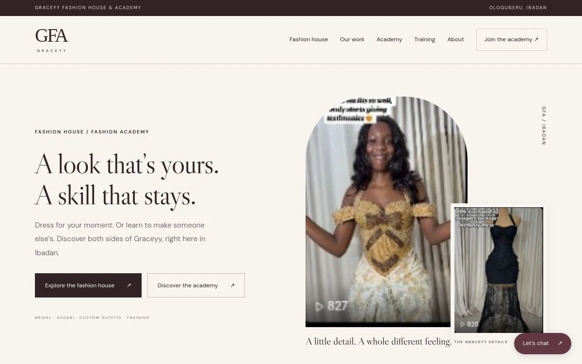 Graceyy website homepage