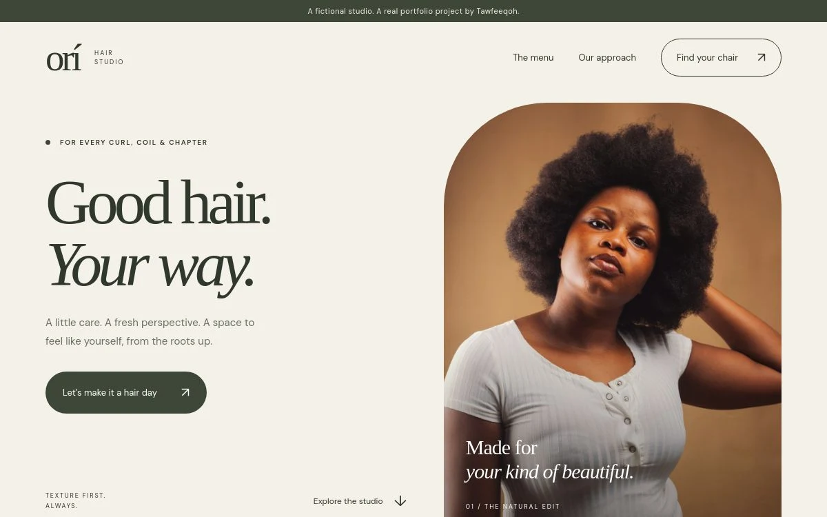 ORÍ hair studio website